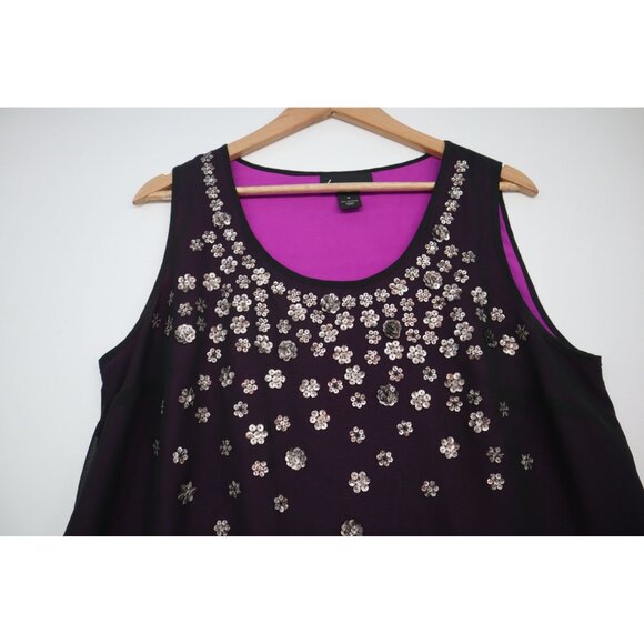 Lane Bryant Womens Plus Size 18 Purple Sleeveless Embellished Chiffon Overlay To - Picture 5 of 11